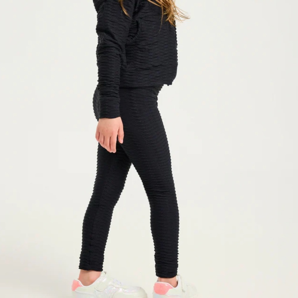 Kids Black Textured Leggings